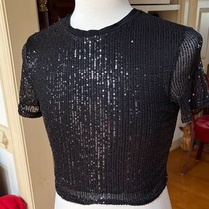 POL Small Black Sequin Crop Top